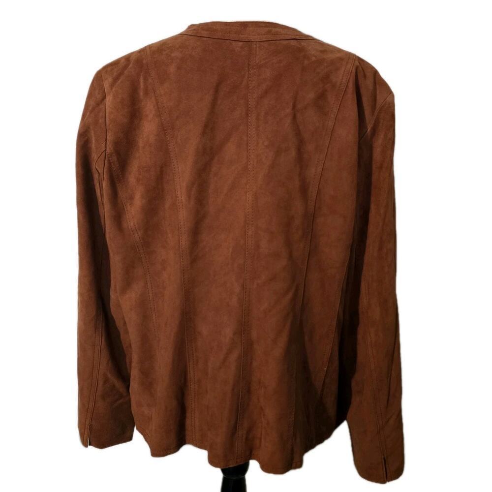 JONES NEW YORK SUEDE JACKET BLAZER LEATHER DRESSY CASUAL Copper Rust Sz 1X - Picture 4 of 10